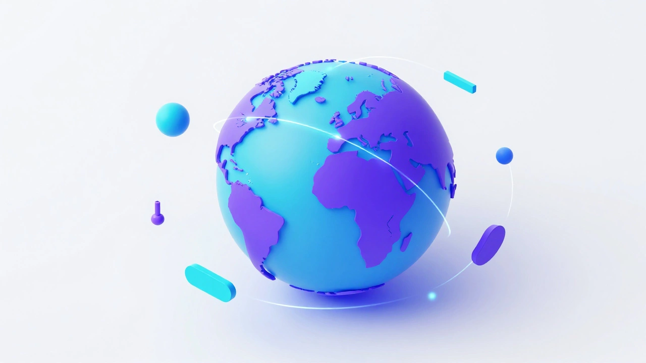 Abstract globe connected by digital lines showing global streams.