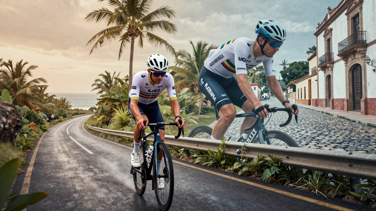 Illustration of a cyclist transitioning from a Mexican team to a European professional team