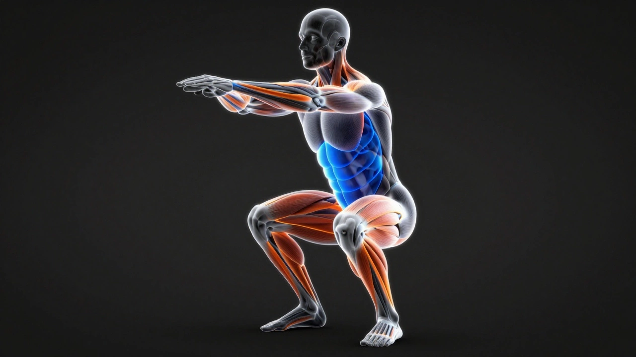 Anatomical visualization of muscle activation during a squat exercise