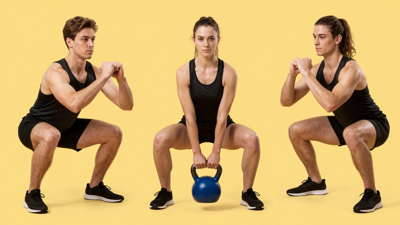 Comparison of front, goblet, and sumo squat variations in a gym setting