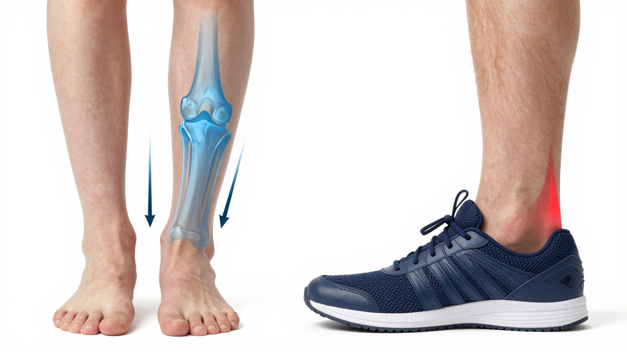 Visual comparison of overpronation and supination foot mechanics