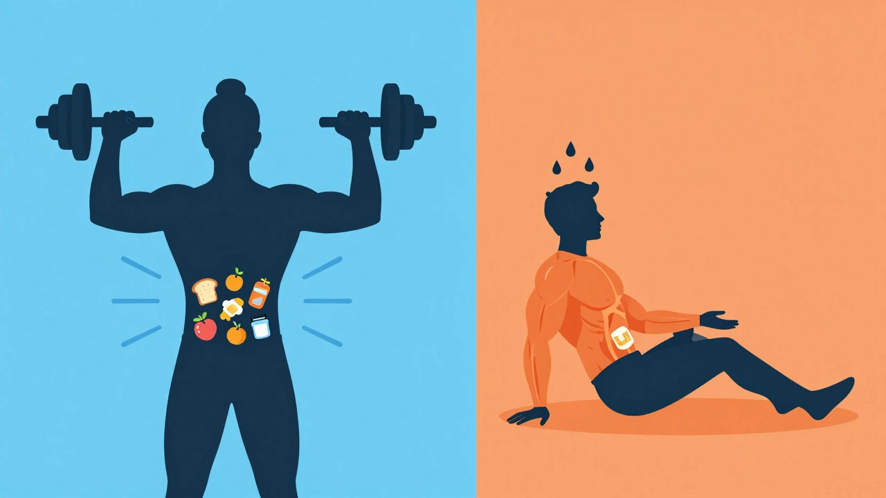 Abstract illustration of pre and post workout nutrition