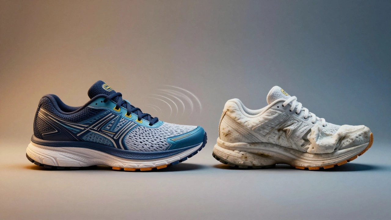 New versus worn running shoe foam comparison