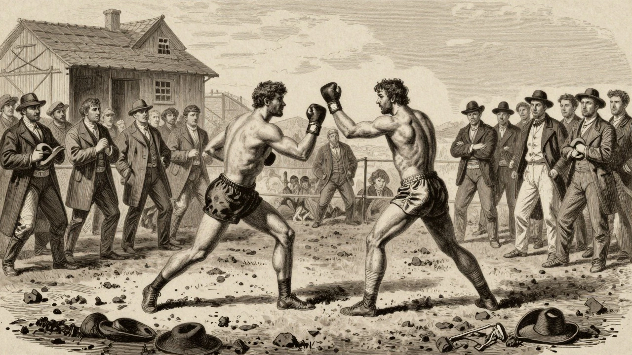 Vintage illustration of an 18th-century bare-knuckle prizefight