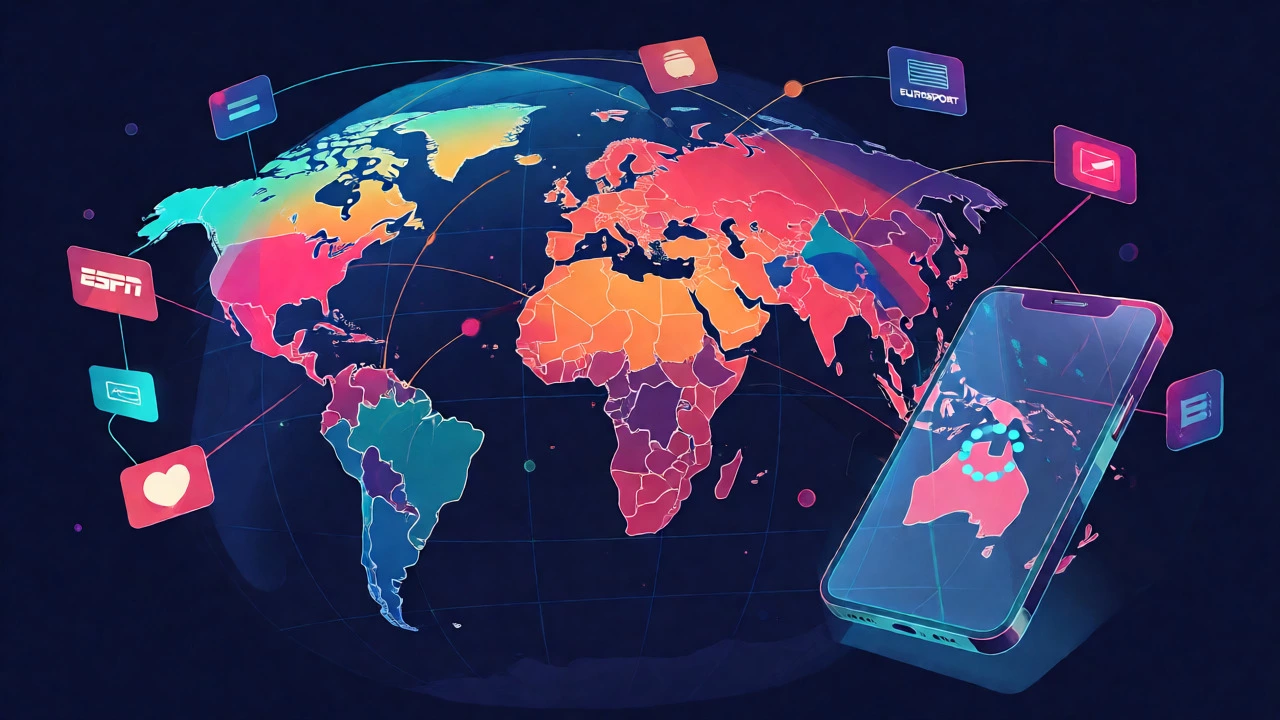 Abstract concept of fragmented global tennis streaming rights